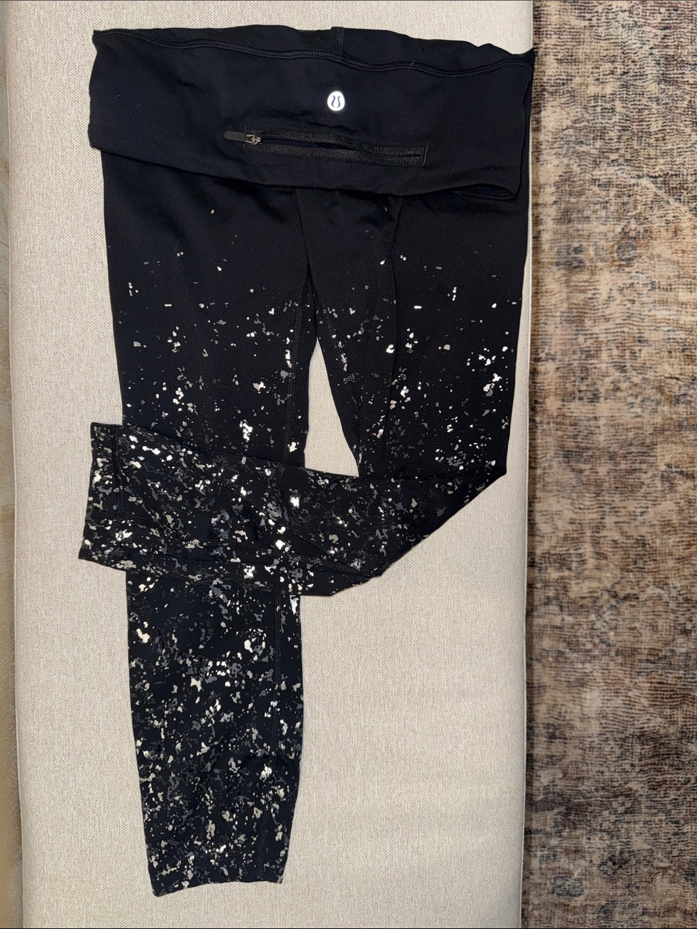 lululemon athletica Black Leggings with White Splatter Print